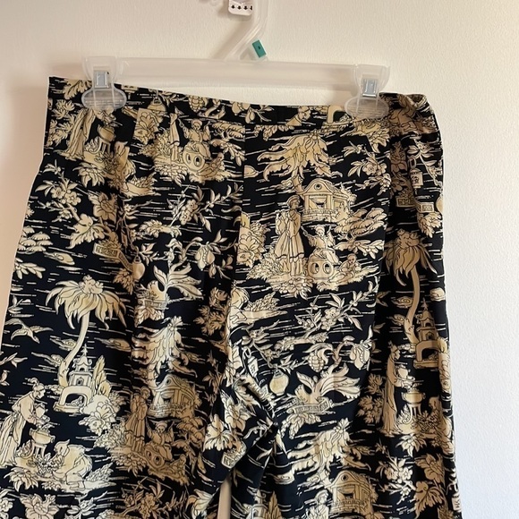 Chinoiserie Toile Pants Print Arts SM Tourist Sunday Brunch Black Statement Chic - Picture 6 of 12